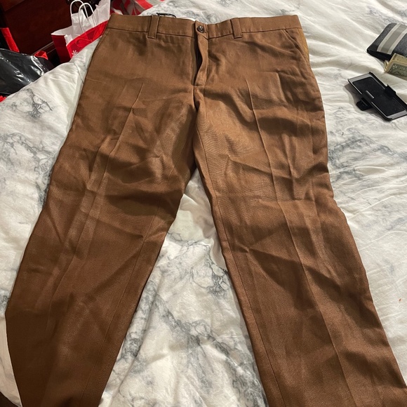 BURBERRY Brown Wool Cropped Tailored Trousers Size 58